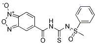 5-[({[(1-methyl-1-oxo-1-phenyl-lambda~6~-sulphanylidene)amino]carbothioyl}amino)carbonyl]-2,1,3-benzoxadiazol-1-ium-1-olate Struktur