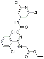 ethyl 2-({(2,6-dichlorophenyl)[({[(2,6-dichloro-4-pyridyl)amino]carbonyl}oxy)imino]methyl}amino)acetate Struktur