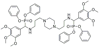 N1-[(diphenylphosphoryl)(3,4,5-trimethoxyphenyl)methyl]-3-[4-(3-{[(diphenyl phosphoryl)(3,4,5-trimethoxyphenyl)methyl]amino}propyl)piperazino]propan-1- amine Struktur