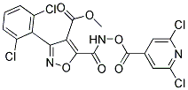 methyl 3-(2,6-dichlorophenyl)-5-[({[(2,6-dichloro-4-pyridyl)carbonyl]oxy}amino)carbonyl]isoxazole-4-carboxylate Struktur