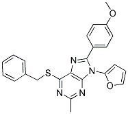 6-(BENZYLTHIO)-9-(FURAN-2-YL)-8-(4-METHOXYPHENYL)-2-METHYL-9H-PURINE Struktur