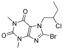 8-BROMO-7-(2-CHLOROBUTYL)-1,3-DIMETHYL-2,3,6,7-TETRAHYDRO-1H-PURINE-2,6-DIONE, TECH Struktur