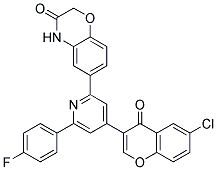 6-[4-(6-CHLORO-4-OXO-4H-CHROMEN-3-YL)-6-(4-FLUORO-PHENYL)-PYRIDIN-2-YL]-4H-BENZO[1,4]OXAZIN-3-ONE Struktur