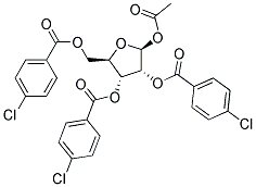 ACETYL 2,3,5-TRI-O-P-CHLOROBENZOYL-B-D-RIBOFURANOSIDE Struktur