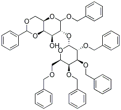 BENZYL 4,6-O-BENZYLIDENE-2-O-(2,3,4,6-TETRA-O-BENZYL-A-D-GALACTOPYRANOSYL)-D-GALACTOPYRANOSIDE Struktur