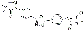 N1-[4-(5-{4-[(3-chloro-2,2-dimethylpropanoyl)amino]phenyl}-1,3,4-oxadiazol-2-yl)phenyl]-3-chloro-2,2-dimethylpropanamide Struktur