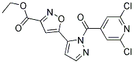 Ethyl 5-{1-[(2,6-dichloropyridin-4-yl)carbonyl]-1H-pyrazol-5-yl}isoxazole-3-carboxylate Struktur