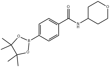 N-(tetrahydro-2H-pyran-4-yl)-4-(4,4,5,5-tetramethyl-1,3,2-dioxaborolan-2-yl)benzamide Struktur