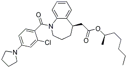 [(R)-1-(2-CHLORO-4-PYRROLIDIN-1-YL-BENZOYL)-2,3,4,5-TETRAHYDRO-1H-BENZO[B]AZEPIN-5-YL]-ACETIC ACID (R)-1-METHYL-HEXYL ESTER Struktur