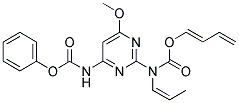 {6-METHOXY-2-[(E)-((Z)-1-PROPENYL)-BUTA-1,3-DIENYLOXYCARBONYLAMINO]-PYRIMIDIN-4-YL}-CARBAMIC ACID PHENYL ESTER Struktur