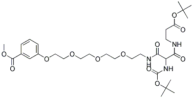 TERT-BUTYL 14-(N-BOC-AMINO)-1-[3-(METHOXYCARBONYL)PHENOXY]-13,15-DIOXO-3,6,9-TRIOXA- 12,16-DIAZANONADECAN-19-OATE Struktur