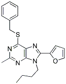 6-(BENZYLTHIO)-9-BUTYL-8-(FURAN-2-YL)-2-METHYL-9H-PURINE Struktur