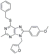 6-(BENZYLTHIO)-9-((FURAN-2-YL)METHYL)-8-(4-METHOXYPHENYL)-2-METHYL-9H-PURINE Struktur