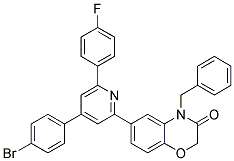 4-BENZYL-6-[4-(4-BROMO-PHENYL)-6-(4-FLUORO-PHENYL)-PYRIDIN-2-YL]-4H-BENZO[1,4]OXAZIN-3-ONE Struktur