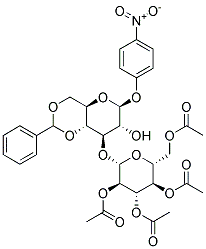 4-NITROPHENYL 4,6-O-BENZYLIDENE-3-O-(2,3,4,6-TETRA-O-ACETYL-B-D-GLUCOPYRANOSYL)-B-D-GLUCOPYRANOSIDE Struktur