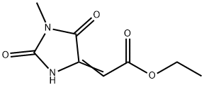 Ethyl 2-(1-methyl-2,5-dioxotetrahydro-4H-imidazol-4-yliden)acetate Struktur