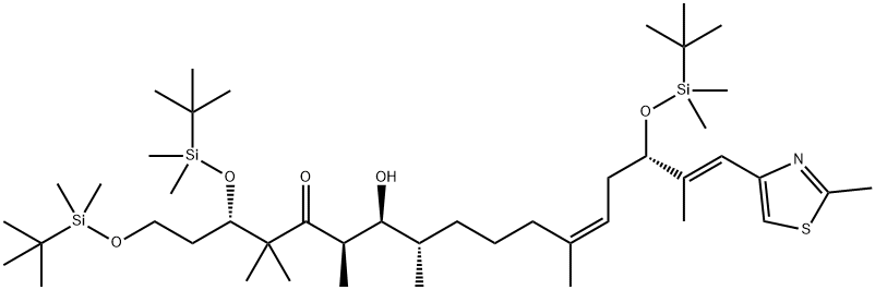 (3S,6R,7S,8S,12Z,15S,16E)-1,3,15-TRIS-{[TERT-BUTYL(DIMETHYL)SILYL]OXY}-7-HYDROXY-4,4,6,8,12,16-HEXAMETHYL-17-(2-METHYL-1,3-THIAZOL-4-YL)HEPTADECYL-12,16-DIEN-5-ONE Struktur