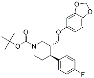 (3R,4S)-3-(BENZO[1,3]DIOXOL-5-YLOXYMETHYL)-4-(4-FLUORO-PHENYL)-PIPERIDINE-1-CARBOXYLIC ACID TERT-BUTYL ESTER Struktur