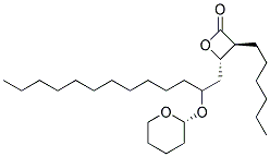 (3S,4S)-3-HEXYL-4-[(R)-2-(TETRAHYDRO-PYRAN-2-YLOXY)-TRIDECYL]-OXETAN-2-ONE Struktur