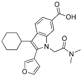 3-CYCLOHEXYL-1-DIMETHYLCARBAMOYLMETHYL-2-FURAN-3-YL-1H-INDOLE-6-CARBOXYLIC ACID Struktur