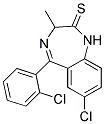 7-CHLORO-1,3-DIHYDRO-3-METHYL-5-(O-CHLOROPHENYL)-2H-1,4-BENZODIAZEPINE-2-THIONE Struktur