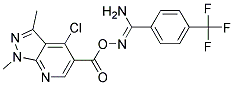 O1-[(4-CHLORO-1,3-DIMETHYL-1H-PYRAZOLO[3,4-B]PYRIDIN-5-YL)CARBONYL]-4-(TRIF LUOROMETHYL)BENZENE-1-CARBOHYDROXIMAMIDE Struktur