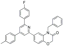 4-BENZYL-6-[6-(4-FLUORO-PHENYL)-4-P-TOLYL-PYRIDIN-2-YL]-4H-BENZO[1,4]OXAZIN-3-ONE Struktur