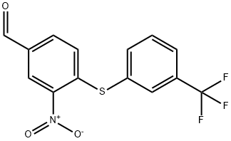 3-Nitro-4-{[3-(trifluoromethyl)phenyl]sulphanyl}benzaldehyde Struktur