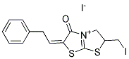 6-(iodomethyl)-3-oxo-2-(2-phenylethylidene)-2,3,5,6-tetrahydro[1,3]thiazolo[2,3-b][1,3]thiazol-4-ium iodide Struktur