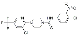 N-(4-chloro-3-nitrophenyl)-4-[3-chloro-5-(trifluoromethyl)pyridin-2-yl]tetrahydropyrazine-1(2H)-carbothioamide Struktur