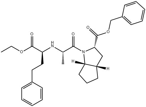 2-[N-[(S)-1-ETHOXYCARBONYL-3-PHENYLPROPYL]-L-ALANYL]-(1S,3S,5S)-2-AZABICYCLO[3.3.0]OCTANE-3-CARBOXYLIC ACID, BENZYL ESTER Struktur