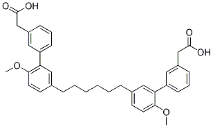 {5'-[6-(3'-CARBOXYMETHYL-6-METHOXY-BIPHENYL-3-YL)-HEXYL]-2'-METHOXY-BIPHENYL-3-YL}-ACETIC ACID Struktur