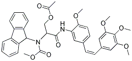 ACETIC ACID 2-(9H-FLUOREN-9-YLMETHOXYCARBONYLAMINO)-2-{2-METHOXY-5-[(Z)-2-(3,4,5-TRIMETHOXY-PHENYL)-VINYL]-PHENYLCARBAMOYL}-ETHYL ESTER Struktur