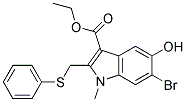 6-Bromo-5-Hydroxyl-1-Methyl-2-Phenylthiomethyl-1H-Indole-3-CarboxylicAcidEthylEster Struktur