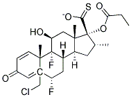 5-CHLOROMETHYL 6A,9A-DIFLUORO-11B-HYDROXY-16A-METHYL-3-OXO-17A-(PROPIONYLOXY)-ANDROSTA-1,4-DIENE-17B-CARBOTHIOATE Struktur