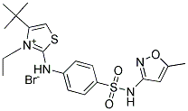 4-(TERT-BUTYL)-3-ETHYL-2-(4-{[(5-METHYLISOXAZOL-3-YL)AMINO]SULPHONYL}ANILINO)-1,3-THIAZOL-3-IUM BROMIDE Struktur