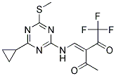 3-({[4-cyclopropyl-6-(methylthio)-1,3,5-triazin-2-yl]amino}methylidene)-1,1,1-trifluoropentane-2,4-dione Struktur