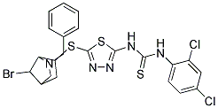 N-{5-[(2-benzyl-7-bromo-2-azabicyclo[2.2.1]hept-6-yl)thio]-1,3,4-thiadiazol-2-yl}-N'-(2,4-dichlorophenyl)thiourea Struktur