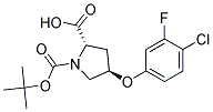 (2S,4R)-1-(tert-butoxycarbonyl)-4-(4-chloro-3-fluorophenoxy)pyrrolidine-2-carboxylic acid Struktur