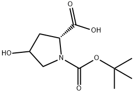 (2R)-1-(tert-butoxycarbonyl)-4-hydroxypyrrolidine-2-carboxylic acid Struktur