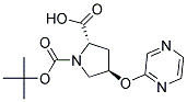 (2S,4R)-1-(tert-butoxycarbonyl)-4-(pyrazin-2-yloxy)pyrrolidine-2-carboxylic acid Struktur