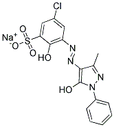 5-CHLORO-2-HYDROXY-3-(5-HYDROXY-3-METHYL-1-PHENYL-4-PYRAZOLYLAZO)BENZENESULFONICACIDSODIUMSALT Struktur