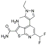 3-Amino-6-difluoromethyl-4-(1-ethyl-5-methyl-1H-pyrazol-4-yl)-thieno[2,3-b]pyridine-2-carboxylicacidamide Struktur