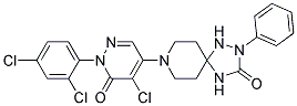 8-(5-Chloro-1-(2,4-dichlorophenyl)-6-oxo-1,6-dihydro-4-pyridazinyl)-2-phenyl-1,2,4,8-tetraazaspiro(4.5)decan-3-one Struktur