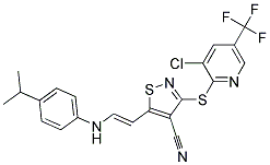 3-((3-Chloro-5-(trifluoromethyl)-2-pyridinyl)sulfanyl)-5-(2-(4-isopropylphenylamino)vinyl)-4-isothiazolecarbonitrile Struktur