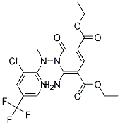 Diethyl 6-amino-1-((3-chloro-5-(trifluoromethyl)-2-pyridinyl)(methyl)amino)-2-oxo-1,2-dihydro-3,5-pyridinedicarboxylate Struktur