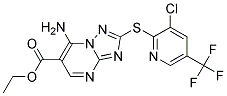 Ethyl 7-amino-2-((3-chloro-5-(trifluoromethyl)-2-pyridinyl)sulfanyl)(1,2,4)triazolo[1,5-a]pyrimidine-6-carboxylate Struktur