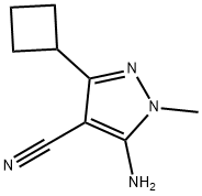 5-amino-3-cyclobutyl-1-methyl-1H-pyrazole-4-carbonitrile Struktur