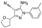 5-amino-3-(tetrahydrofuran-2-yl)-1-(3-methylphenyl)-1H-pyrazole-4-carbonitrile Struktur