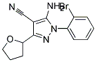 5-amino-1-(2-bromophenyl)-3-(tetrahydrofuran-2-yl)-1H-pyrazole-4-carbonitrile Struktur